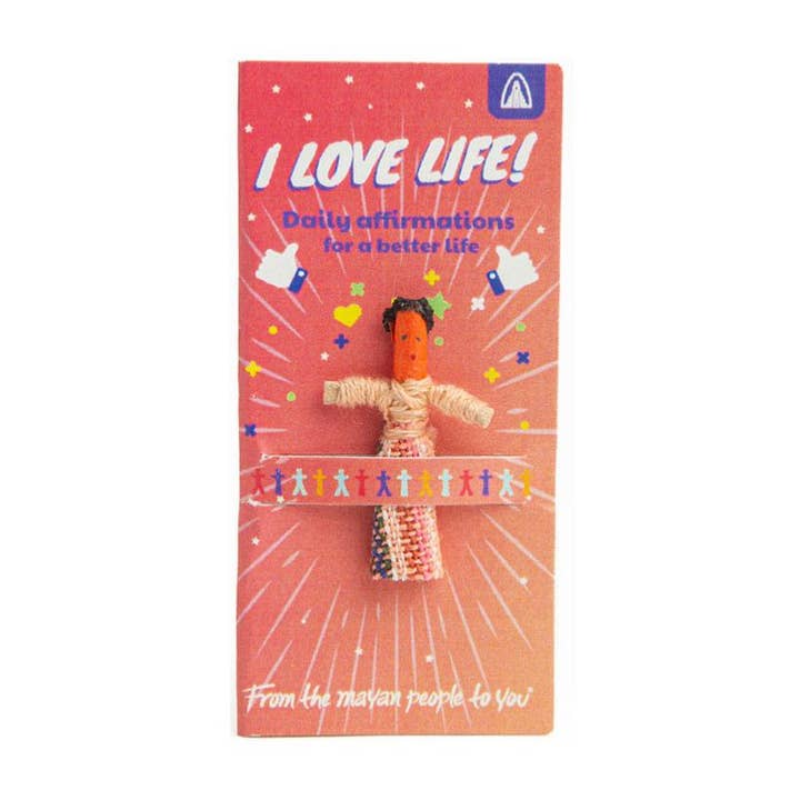 Worry Doll, Affirmation I Love Life for wholesale by Shared Earth