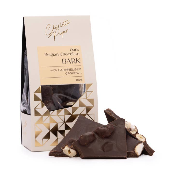 Dark Chocolate Caramelised Cashews 80g (12) for wholesale by Charlotte Piper