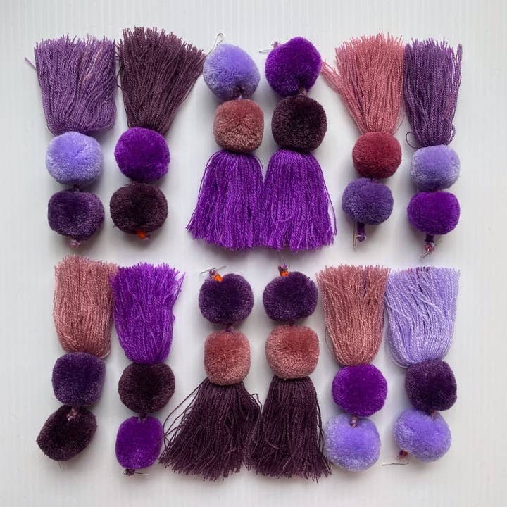 surprise POMPOM earrings - LAVENDER for wholesale by SWIETstuff