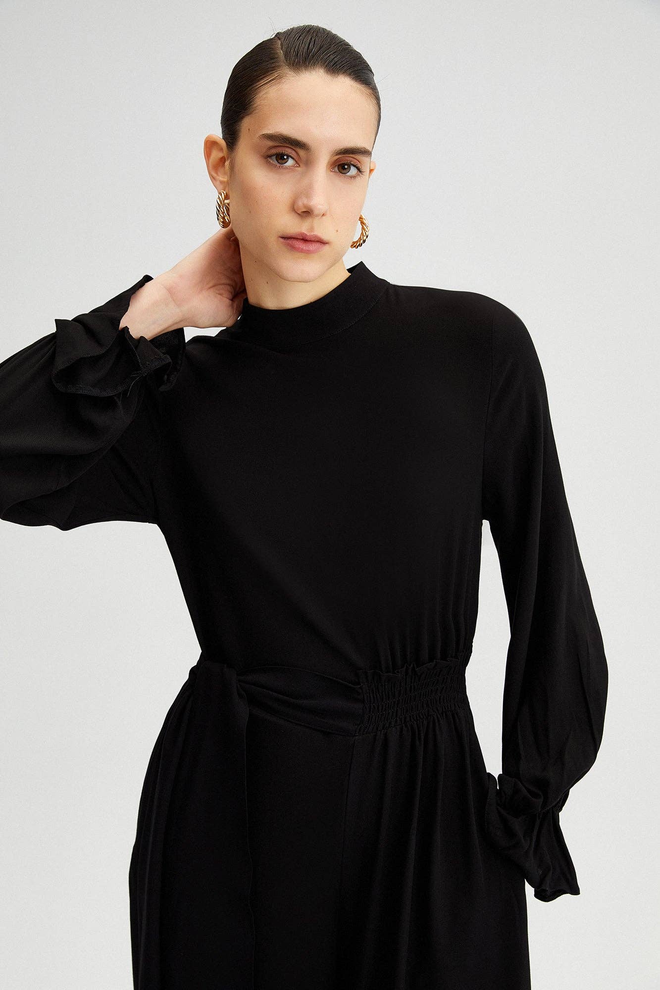 Nero SALOPETTE IN VISCONE CON CINTURA in vendita all'ingrosso su Faire2