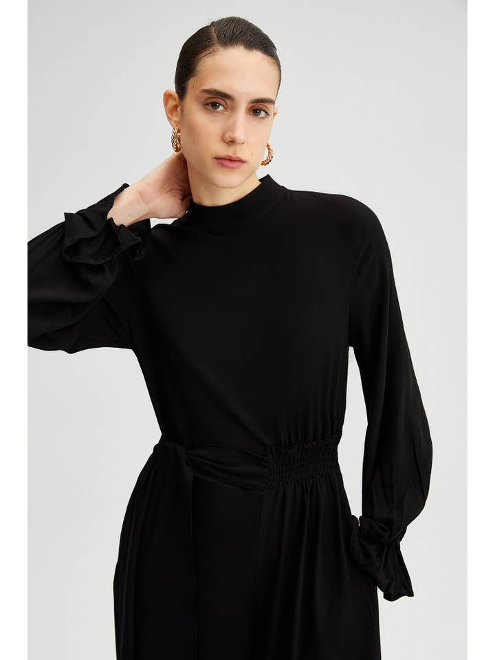 Nero SALOPETTE IN VISCONE CON CINTURA in vendita all'ingrosso su Faire2