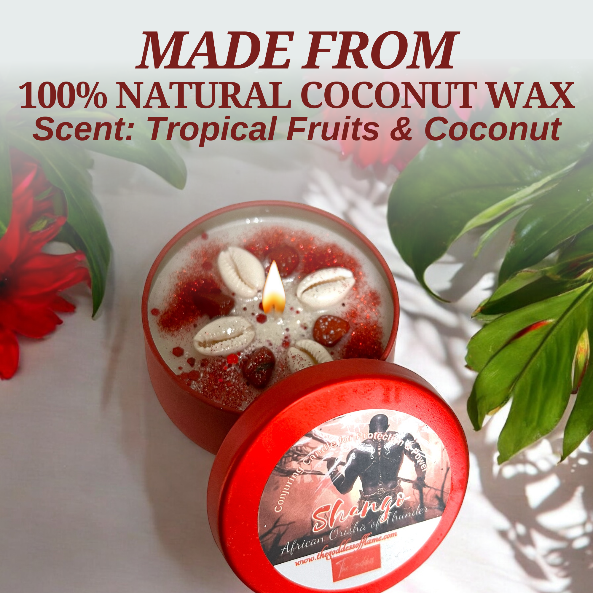 Rouge Bougie magique d'offrande spirituelle Shango, dieu du tonnerre en vente sur Faire2