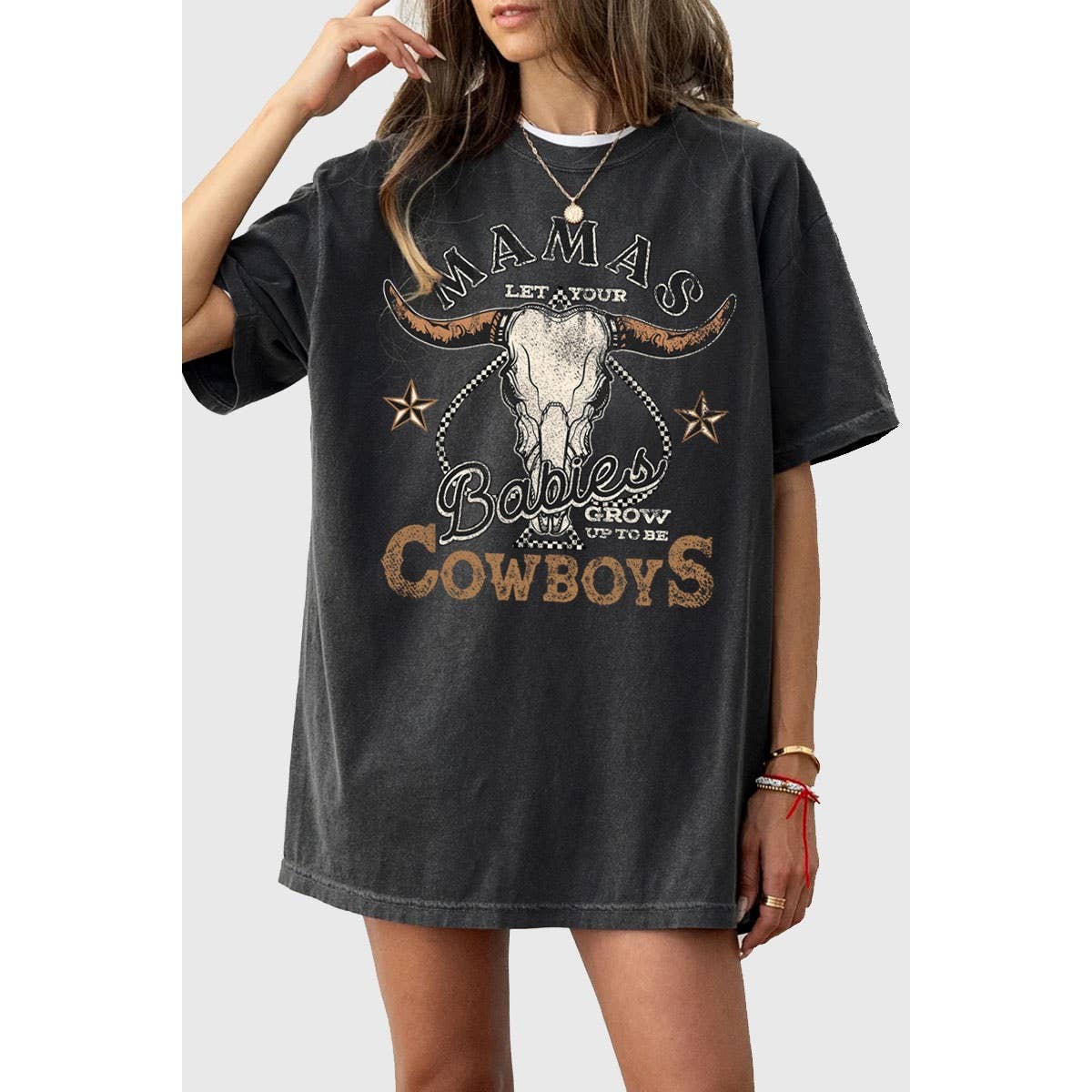 HRTandLUV - Vente Tunique – femme - T-SHIRT IMPRIMÉ MINÉRAL SURDIMENSIONNÉ MAMA LET YOUR BABIES0