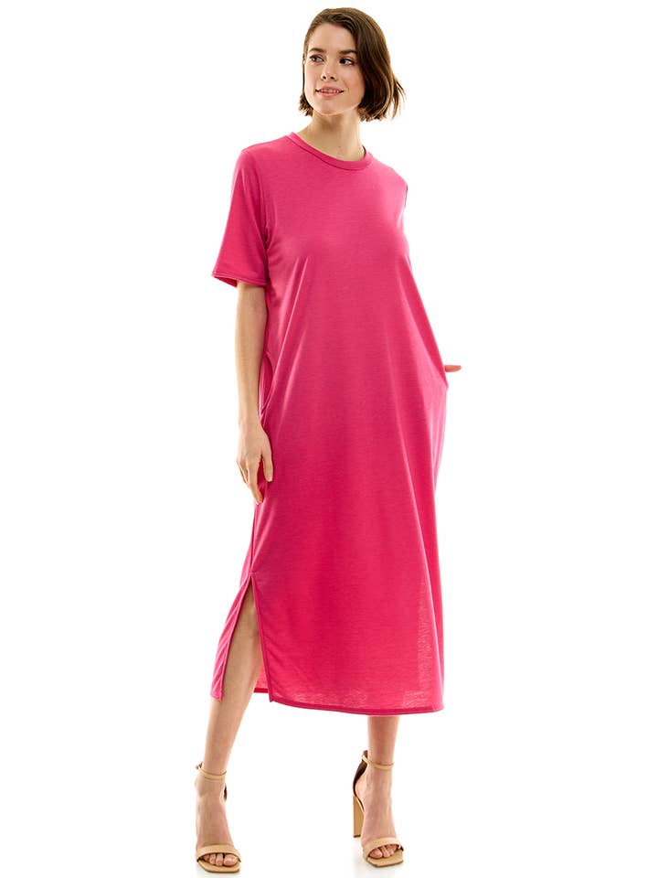 Azules Clothing - Wholesale Dress - Women's - 8272FT | Luxe Comfort French Terry Midi Dress | Made in USA