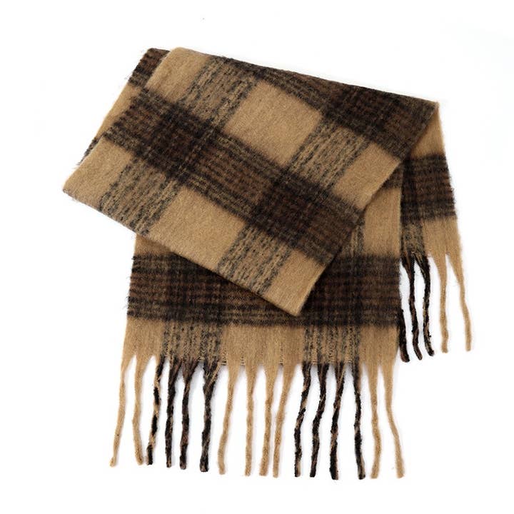 Sweetkama - Wholesale Scarf – Women's - Ladies Vintage Color Block Plaid Everyday Scarf SKAS42025
