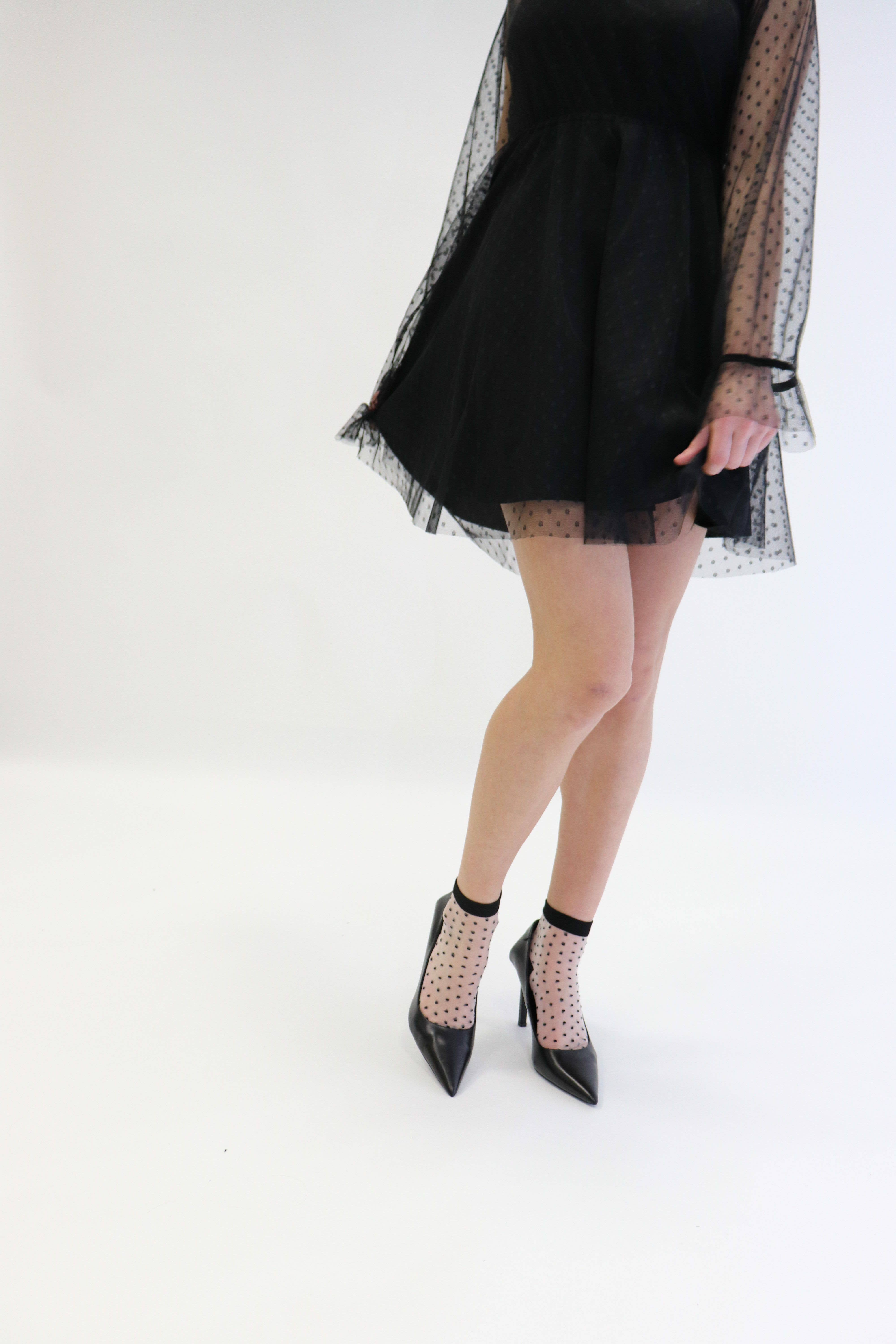 Yuko B - Venta al por mayor Calcetines - Mujer - Be Plumetis Noir - Calcetines de velo ultraresistentes2