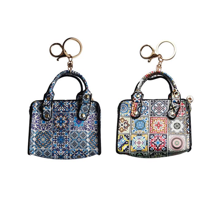 Collage Pattern Mini Bag Key Chain SS1215-10 (12PC) for wholesale by TAPA fashion