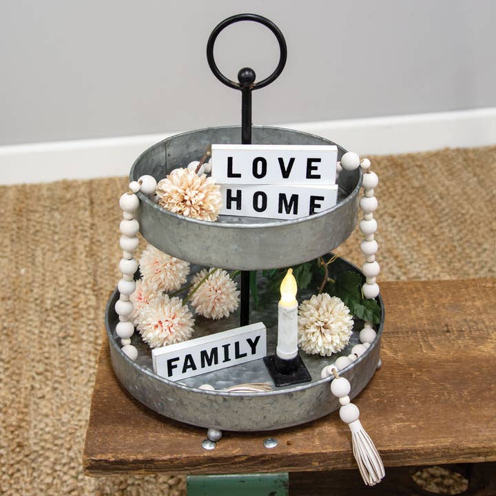 The Hearthside Collection - Wholesale Decorative Tray - Distressed Metal Two-Tiered Tray1