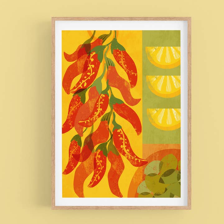 Chilli Lemon Art Print for wholesale by Astrid Weguelin Illustration