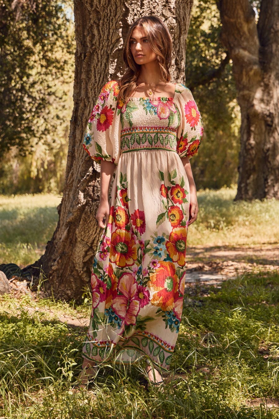 Oddi - Wholesale Jurk - Dames - Maxi-jurk met gigantische bloemenrandprint14