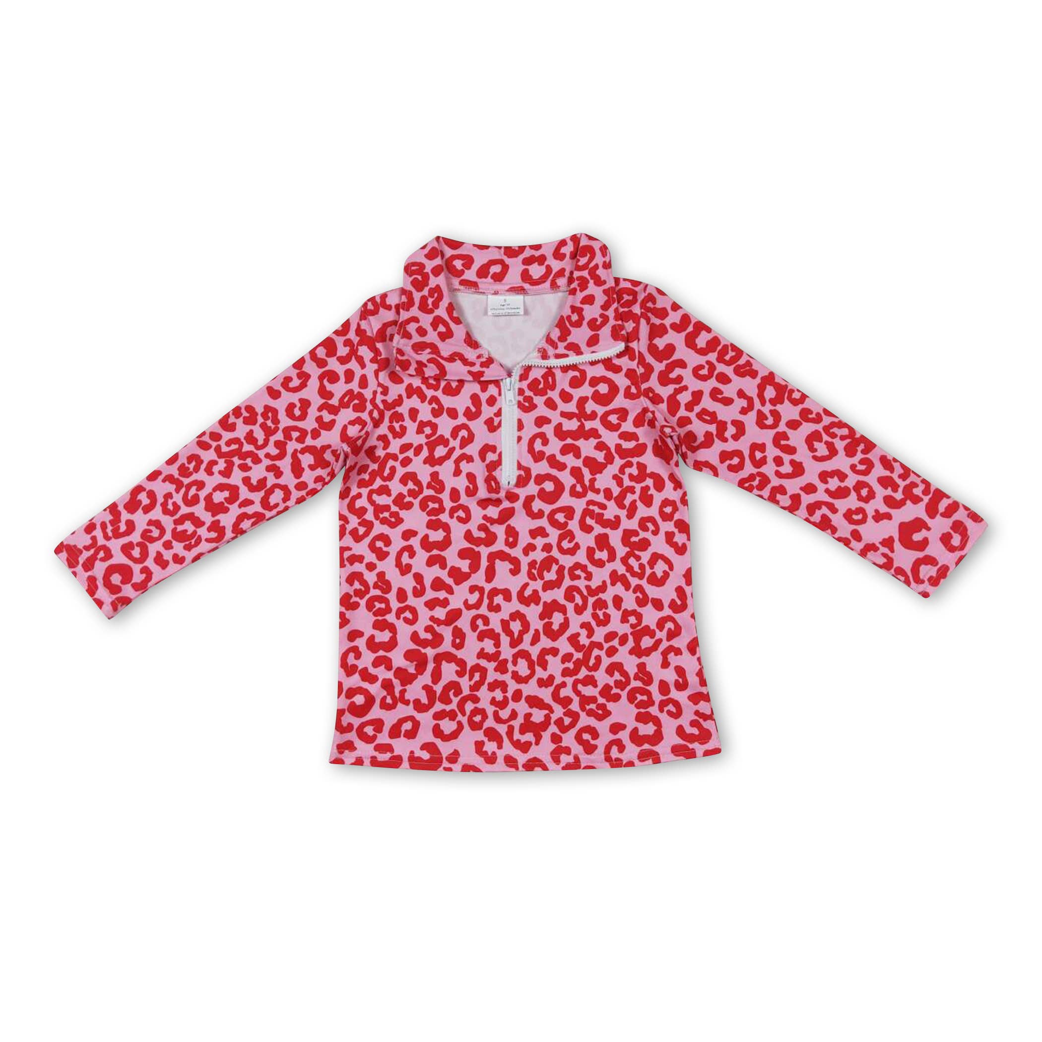 Yawoo Garments - Wholesale Sweatshirt - Kids - Long sleeves leopard zipper baby girls pullover4