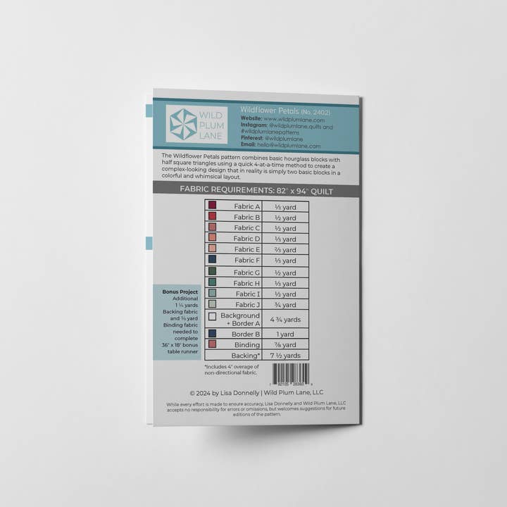 Wild Plum Lane - Wholesale Craft Sewing Kit - Wildflower Petals Quilt Pattern - Printed2