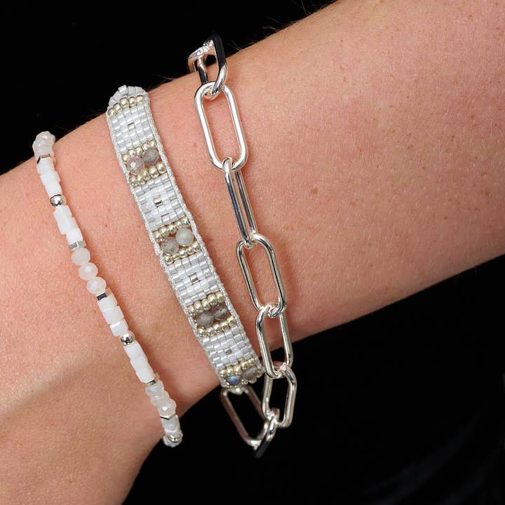 Chico Labradorite & Silver Bracelet Stack for wholesale by Boho Betty