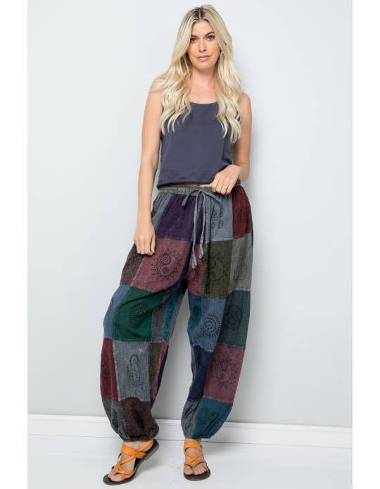 Wholesale Mixed Patchworks Harem Pants (KT1298) for your store Faire