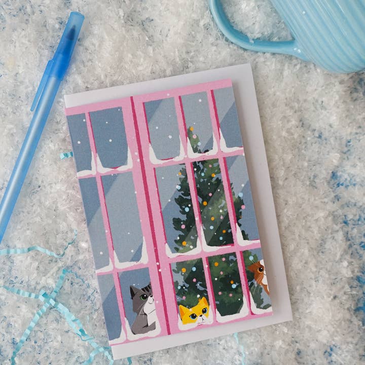 Creative Goodie - Wholesale Christmas Card - Holiday Greeting Card with cats and snow2