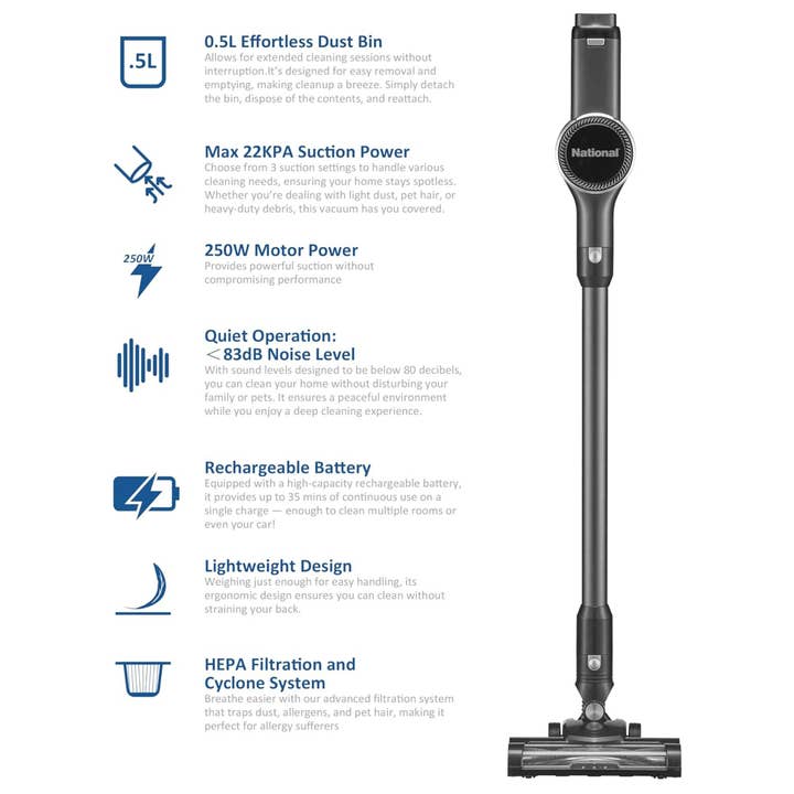 JupiterGear Home - Wholesale Vacuum cleaner - National 2-in-1 Cordless Upright and Handheld Vacuum Cleaner6
