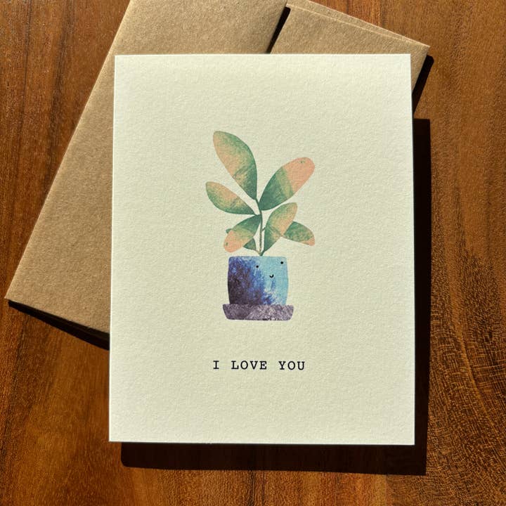 I Love You Card - Happy Fiddle Leaf Plant for wholesale by Hello Friend Paper Co.