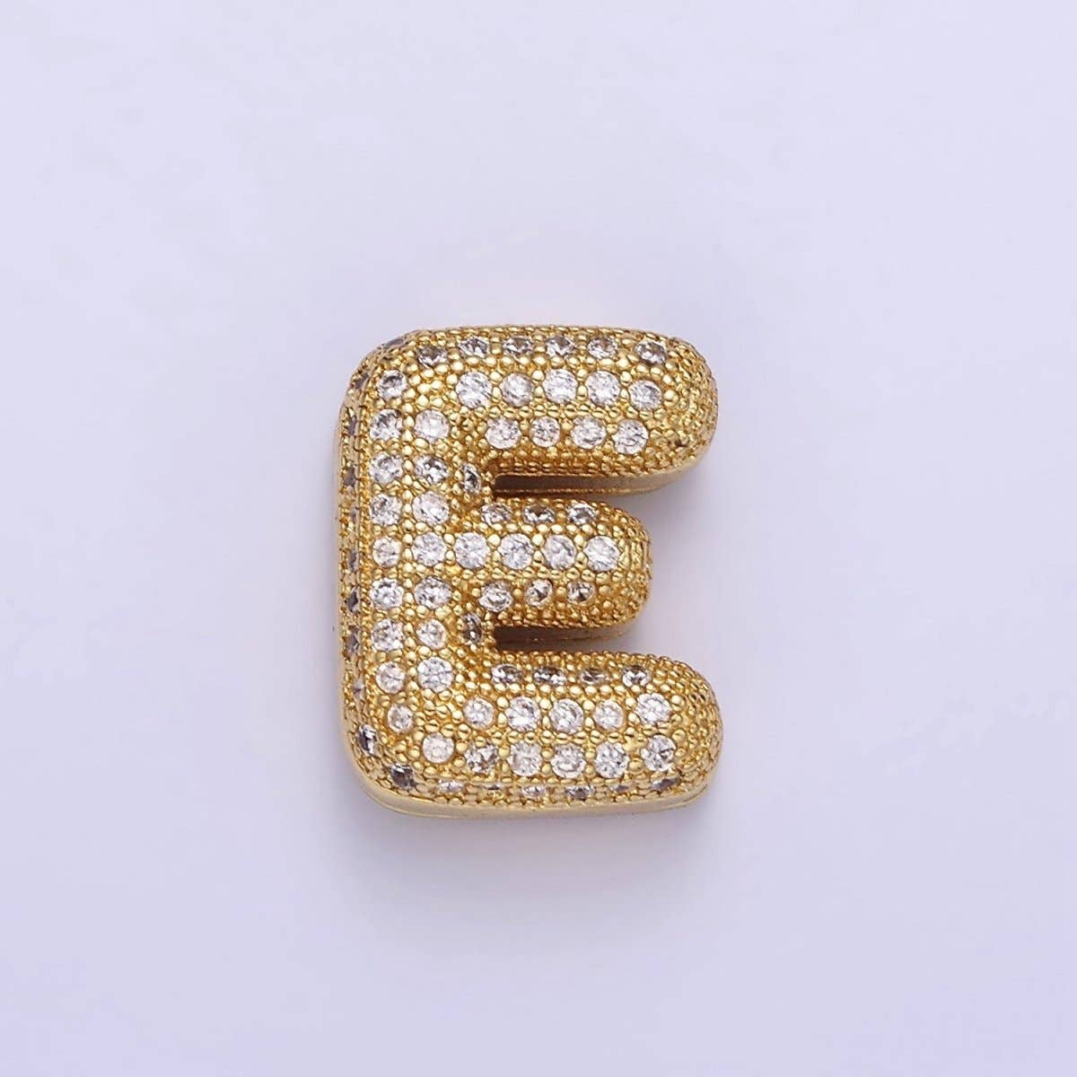 Aim Eternal – wholesale Individual charm/pendant – 14K Gold Filled 15mm Micro Paved Balloon Bubble Initial Letter Pendant | A1171-A11834