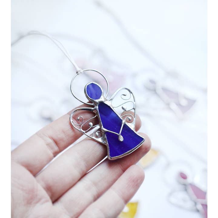 ArtKvarta - Wholesale Ornament - Handmade Angels With Lace Wings, Stained Glass & Silver Meta4