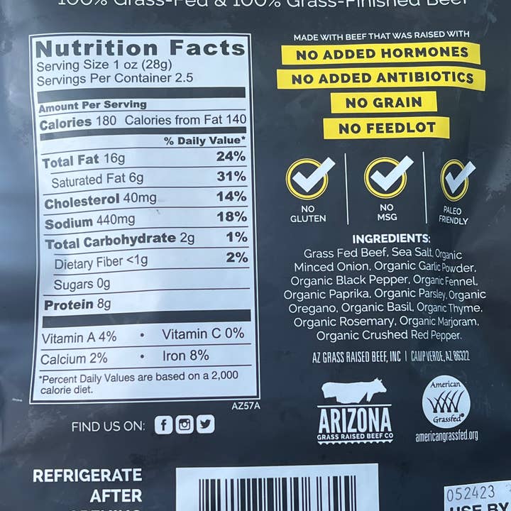 Arizona Grass Raised Beef Jerky and Tallow - Wholesale Jerky - Ciao Bella - Grass Fed Beef Jerky1