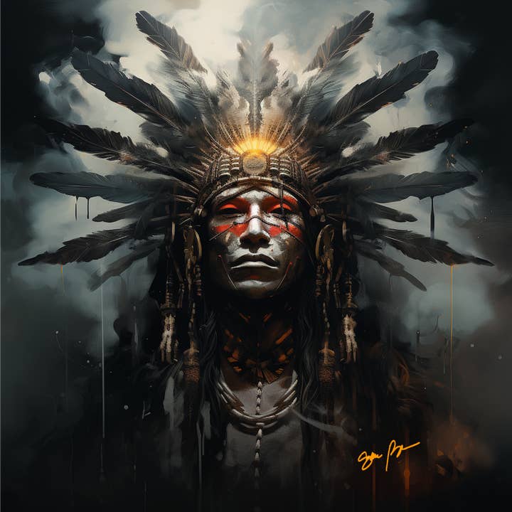 Lune noire amérindienne pour la vente par Vision2Canvas