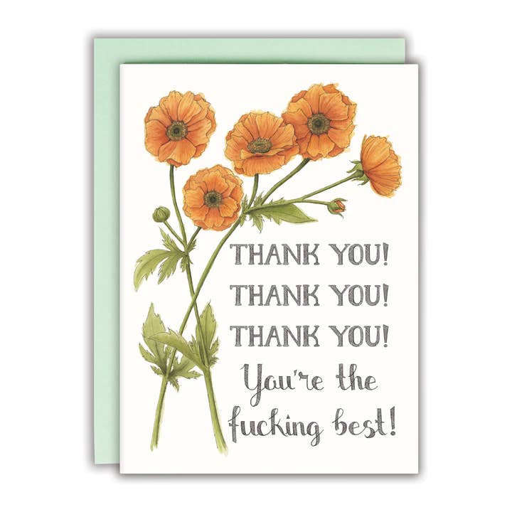 Thank you! Thank you! Thank You! You're the best card for wholesale by Naughty Florals