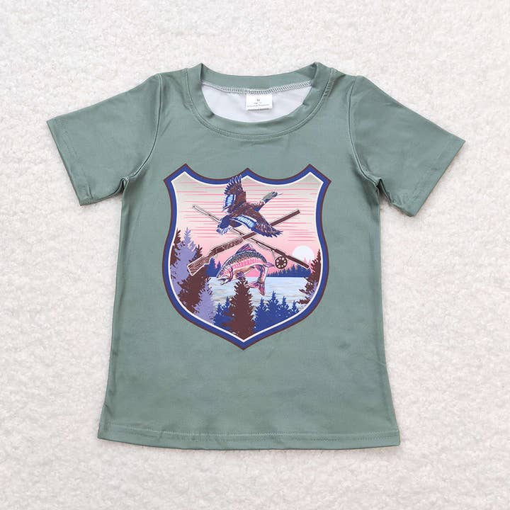 T-shirts d'été à manches courtes Green Duck Hunting pour bébés garçons pour la vente par Aier Wholesale