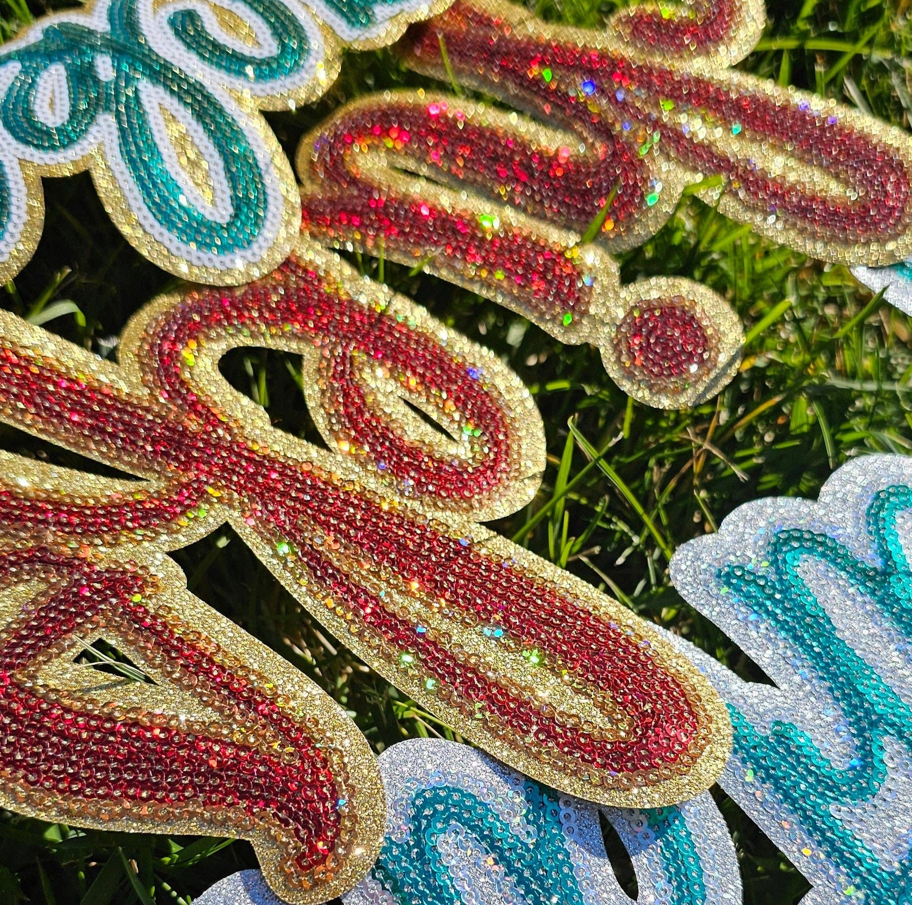 Scratch Decor - Wholesale Patch - Chiefs Cursive Red Sequin Large Iron On Patch2