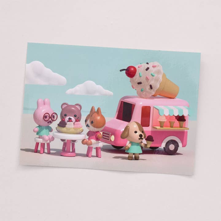 Ice Cream Truck Animal Friends Print for wholesale by Canofdanchan Shop