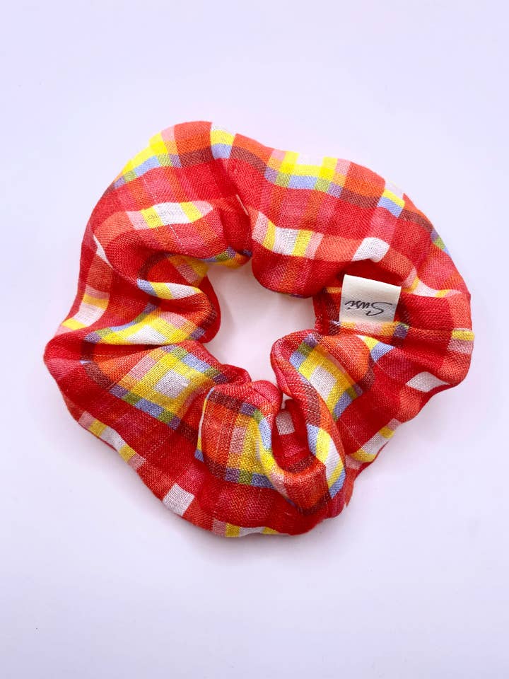 Scrunchie Multicheck Red für den Großhandel von Sustainable Susi