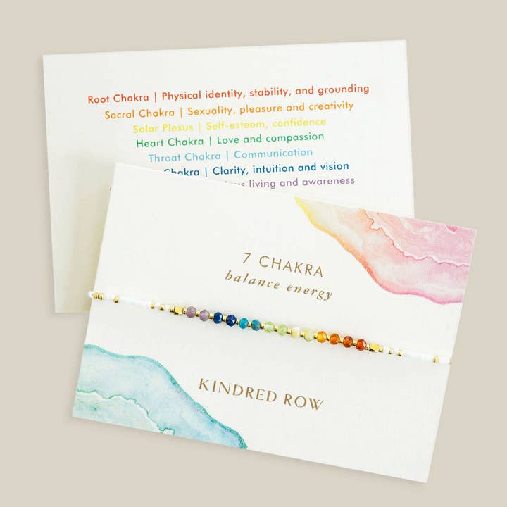 Kindred Row - Wholesale Beaded Bracelet - Chakra Rainbow Healing Gemstone Stacking Bracelet, White
