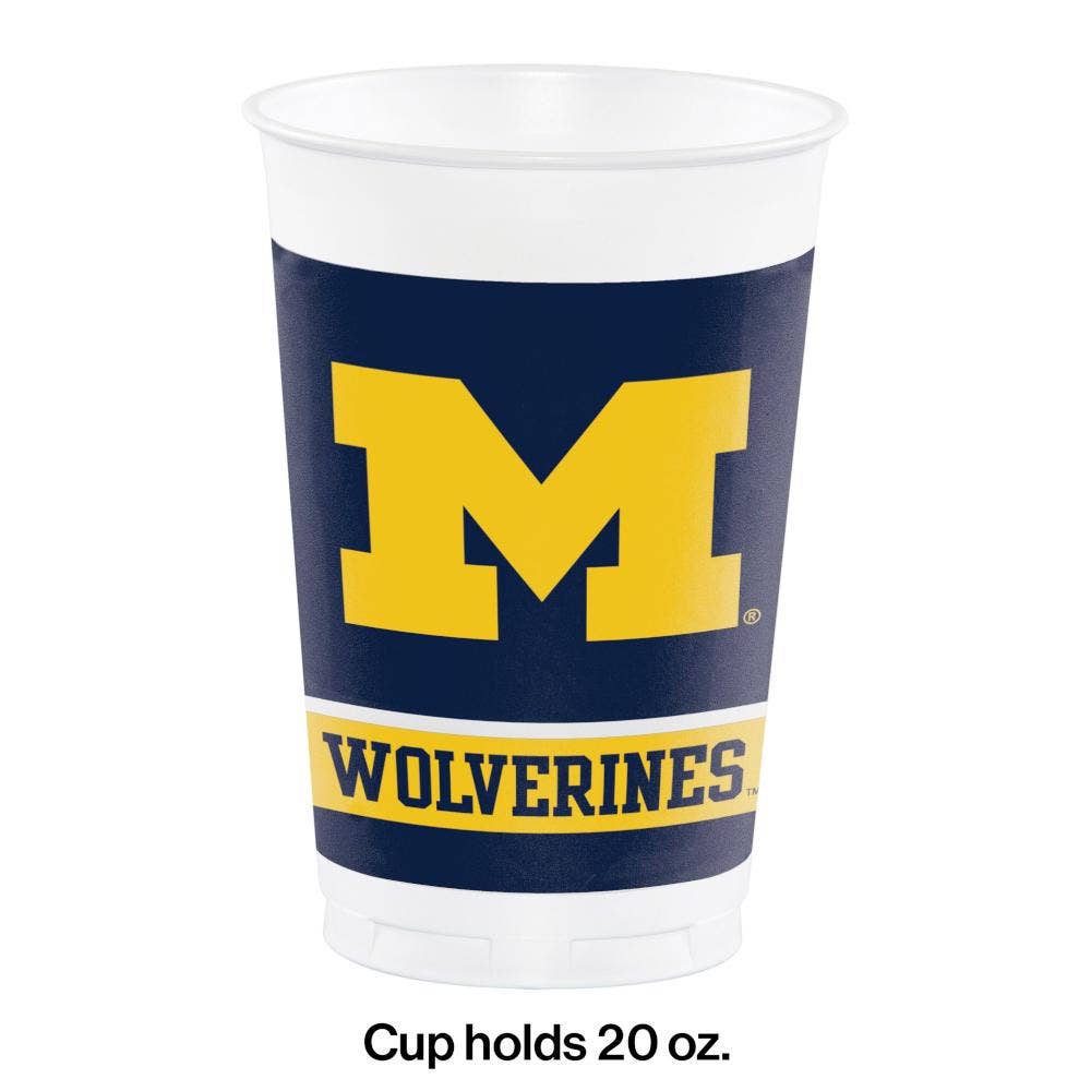 Bulk Party Decor - Wholesale Disposable Cup - Bulk University of Michigan 20 oz Plastic Cups (96 per Case)2