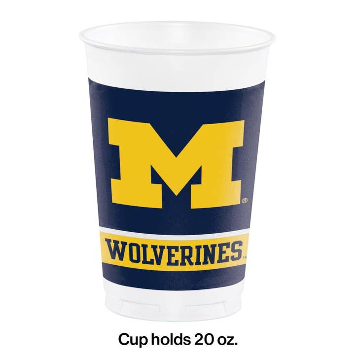 Bulk Party Decor - Wholesale Disposable Cup - Bulk University of Michigan 20 oz Plastic Cups (96 per Case)2