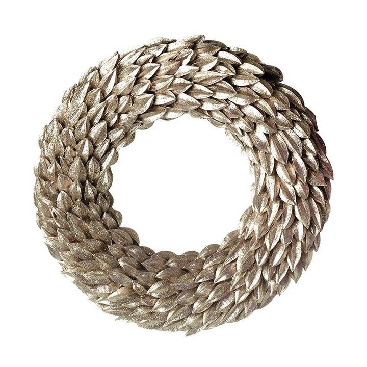 Festlig krans med guldfärgade löv – säsongsdekoration för wholesale av Qube Luxe by Debbie Marks