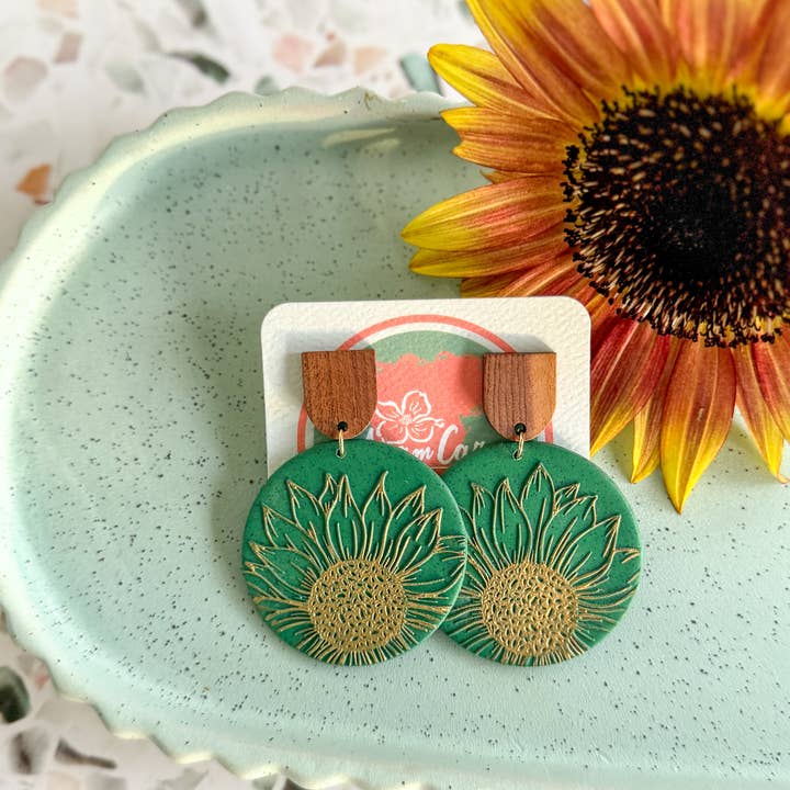 Anam Cara Clay Goods - Wholesale Dangle Earrings - Sunflower Edge Drops Polymer Clay Earrings3