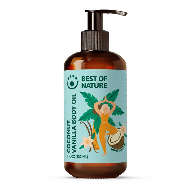Coconut Vanilla Tropical Hydrating Aromatherapy Body Oil 8oz for wholesale by Best of Nature