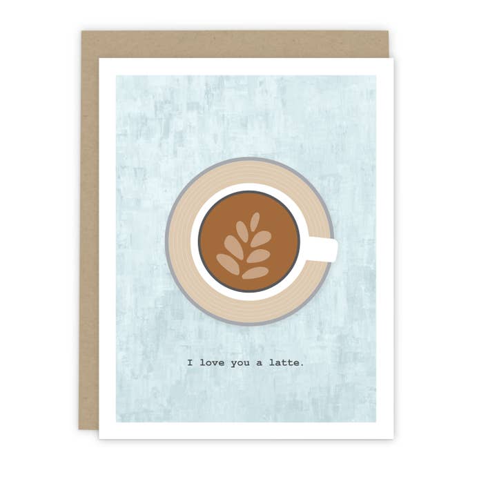 „I Love You a Latte“ -Grußkarte — lustige Jubiläumskarte für den Großhandel von 7th & Palm