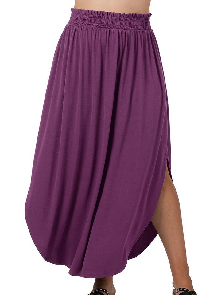 Jupe longue fendue sur le côté à taille smockée Plus pour la vente par Vanilla Monkey