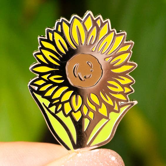 Sunflower hard enamel pin, Spring flower pin, Flower pin for wholesale by Creative Goodie