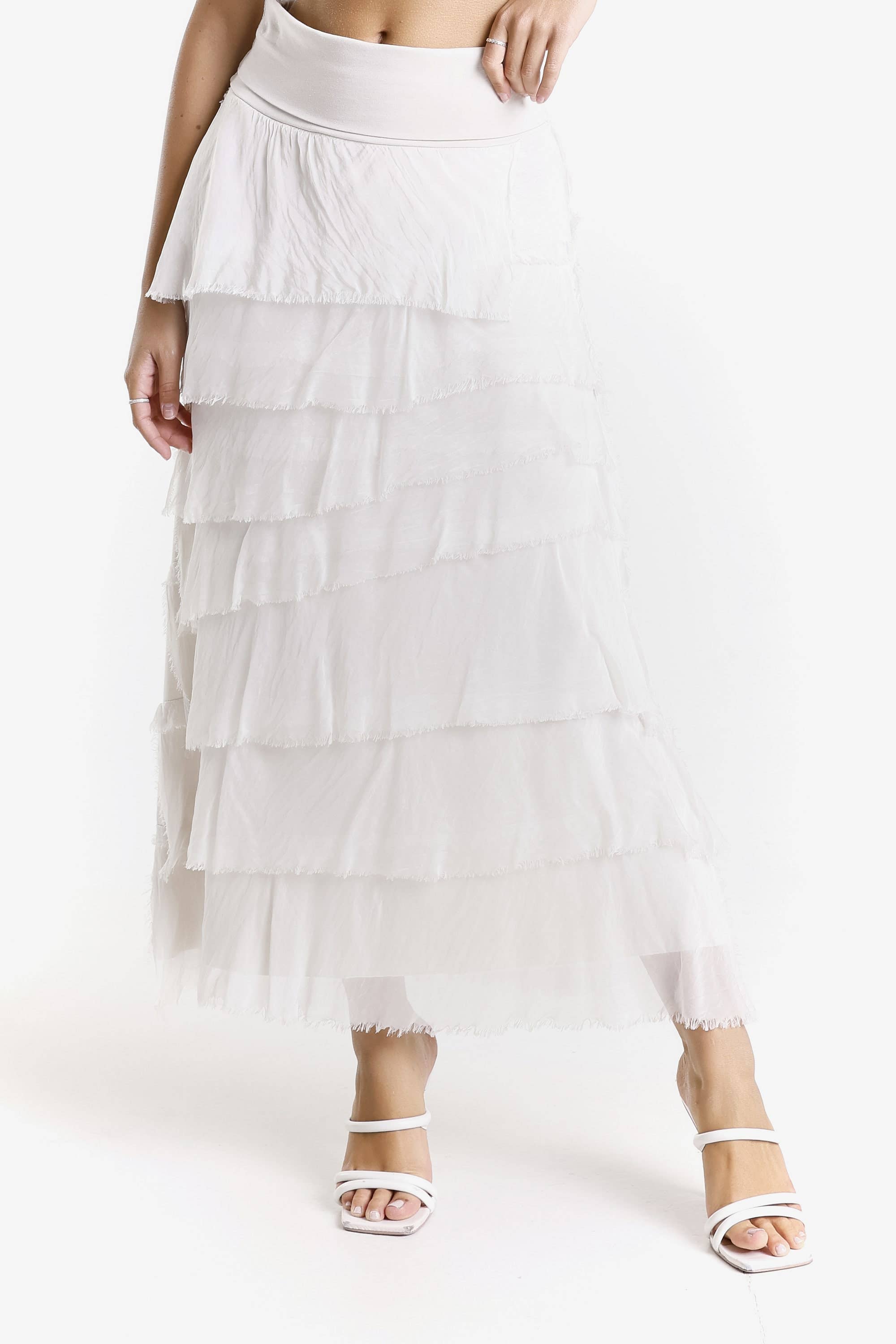 TINA Stephens Italy/Tees By Tina - Wholesale Skirt - Women's - Elisa Silk Ruffle Skirt (SL201)30