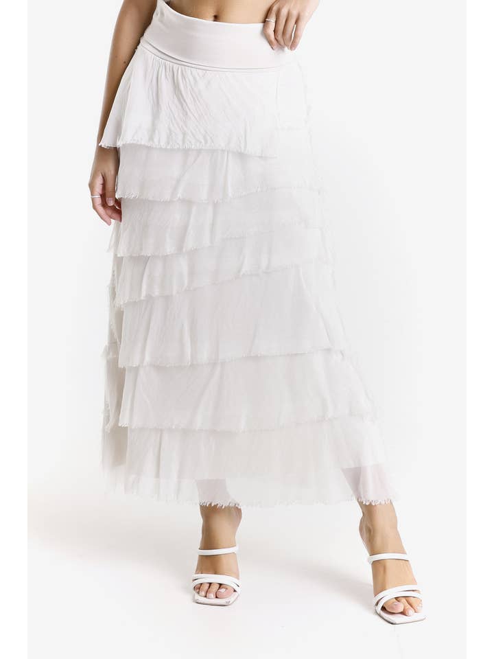 TINA Stephens Italy/Tees By Tina - Wholesale Skirt - Women's - Elisa Silk Ruffle Skirt (SL201)30