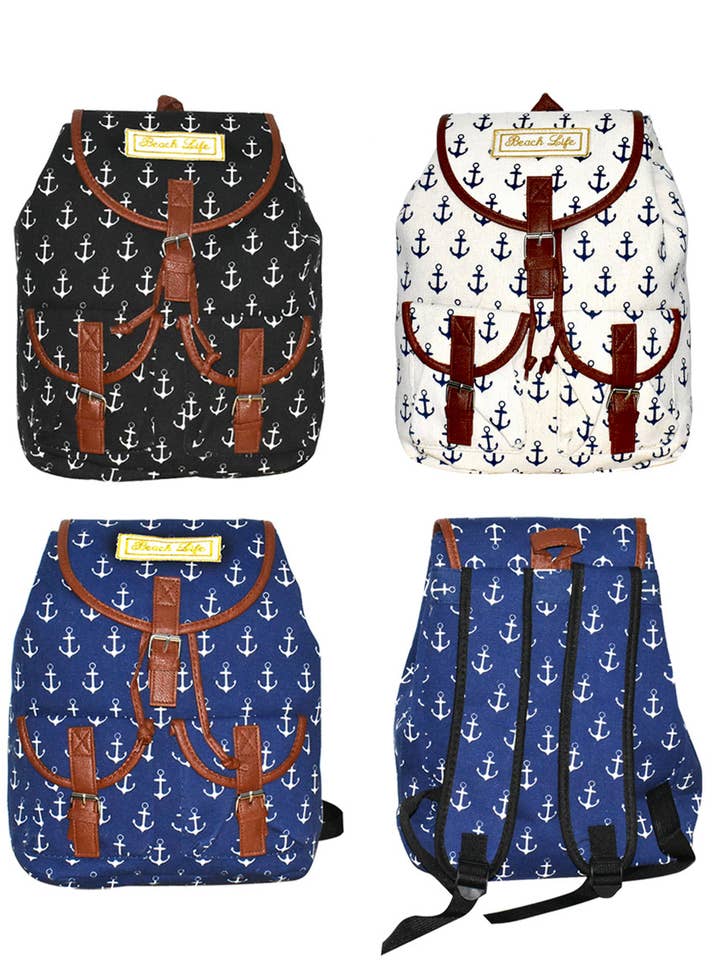 Canvas Drawstring Flap Back Pack for wholesale by DK Hawaii