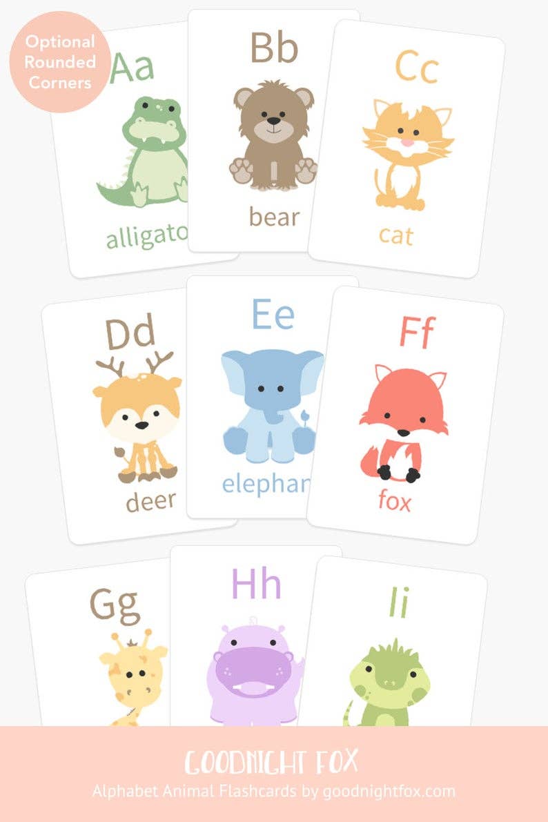 GoodnightFox - Wholesale Learning Cards - Kids & Baby - Alphabet Flashcards (26 Cards)2