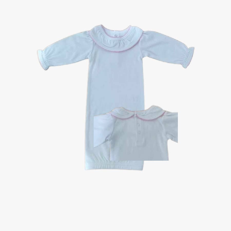 Zsa Zsa & LoLLi Monogram Blanks - Wholesale Babygown - Baby - Picot Trim / Ruffle Collar Day Gown Baby Gift, Embroidery