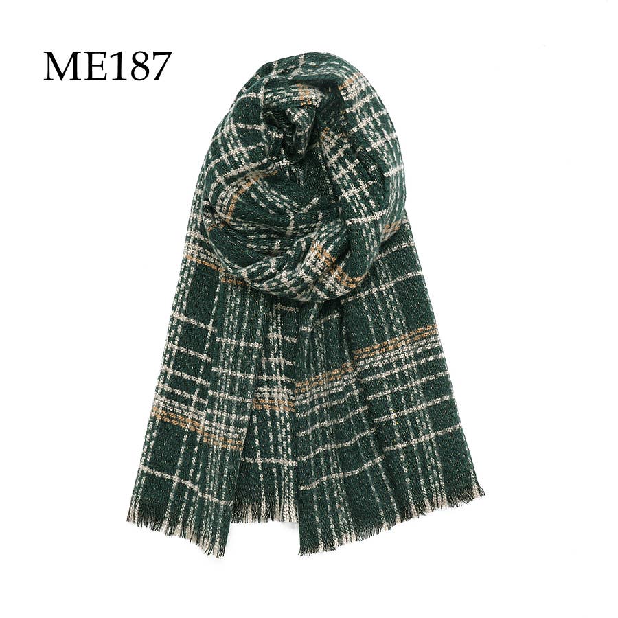 Adorro - Wholesale Scarf - Women's - Soft Chunky Knit Plaid Scarf (10 colors) 1