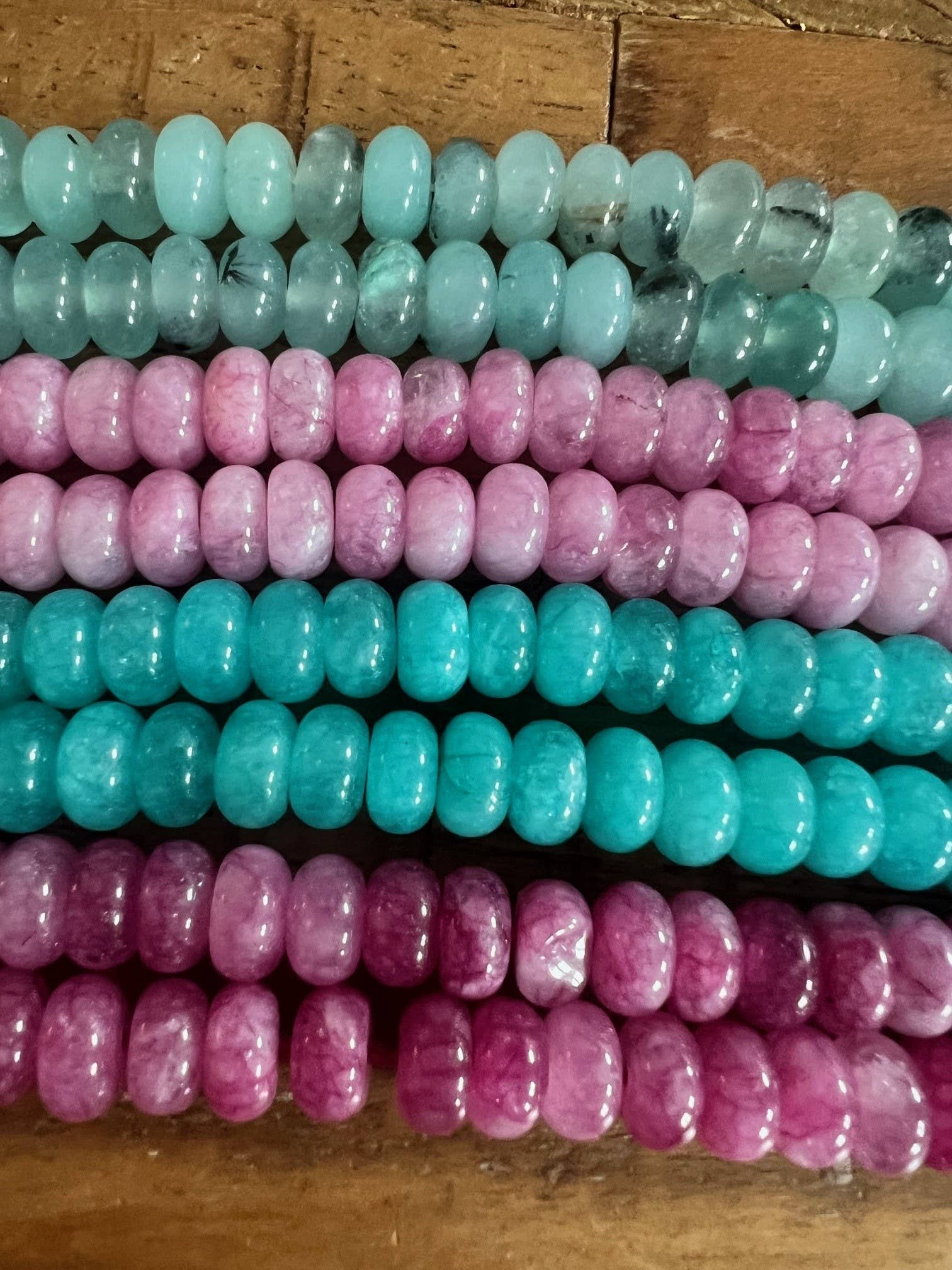 Sonya Renee Jewelry - Wholesale Beaded/Pearl Necklace - Lilly Gemstone Bead Necklace multi-color 8mm opals jade 45