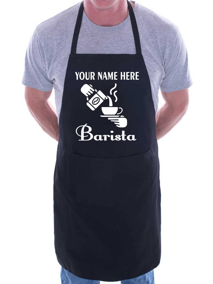 Gepersonaliseerd schort Barista Voeg hier je naam toe Coffee Shop voor wholesale door Print4U