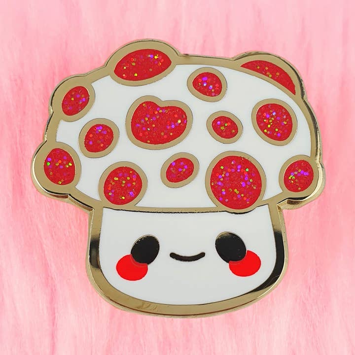 Emaille-Pin mit Blut- und Pilzpilzen für den Großhandel von PINSTACHIIO