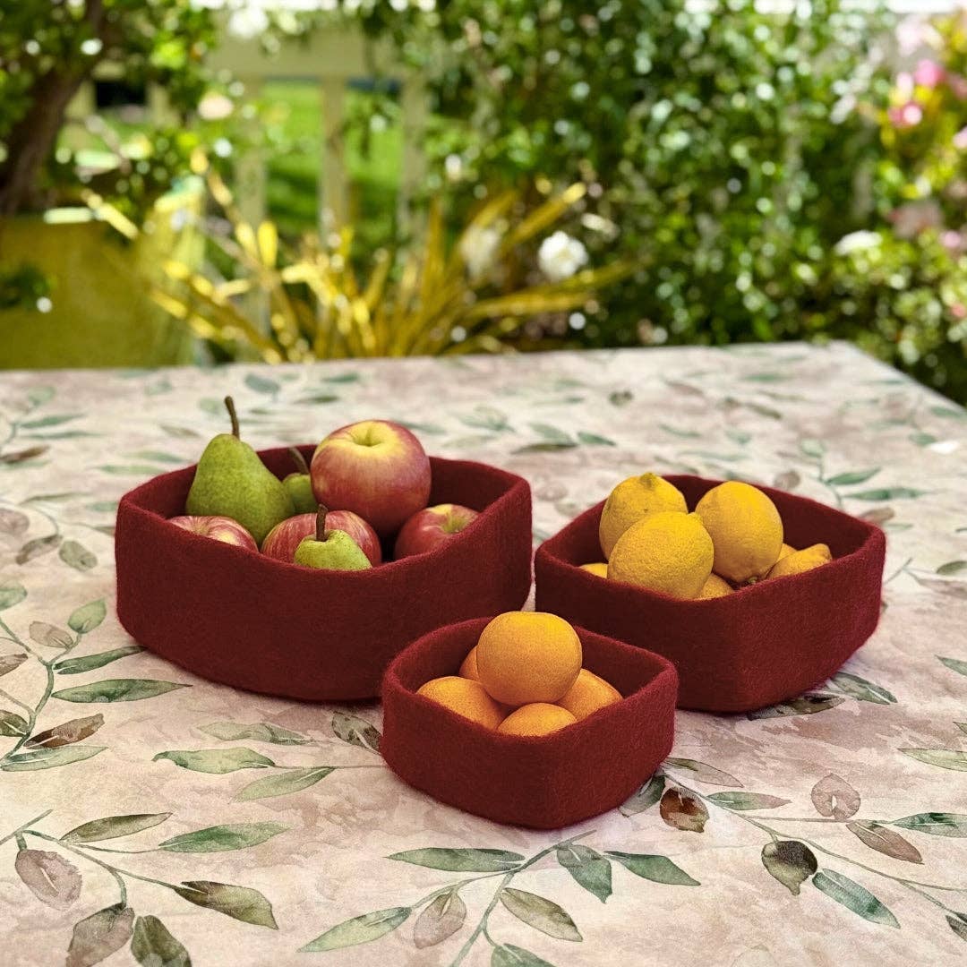 Humble Hilo - Venta al por mayor Bandejas/platos/boles decorativos - Humble Hilo Cuencos de Fieltro Hechos a Mano, Juego de 3 Cuadrados23