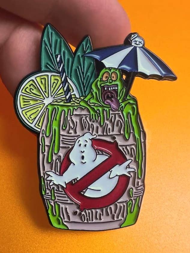 Summerween Pin, Ghostbusters Pop Culture, Tiki Cocktail for wholesale by Carrie Anne Hudson Art